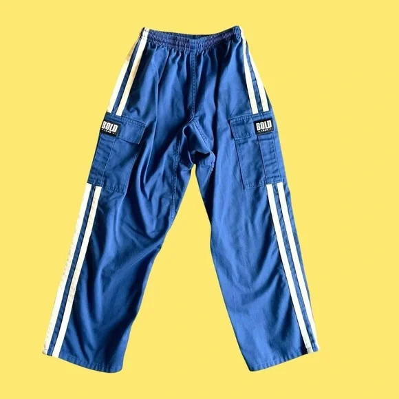 Vintage 90s y2k blue and white cargo wide leg pants XS - Picture 2 of 8